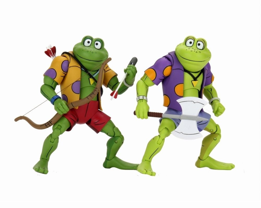 Figurines d’action TMNT Cartoon Punk Frogs Genghis & Rasputin – Pack de 2, 18 cm