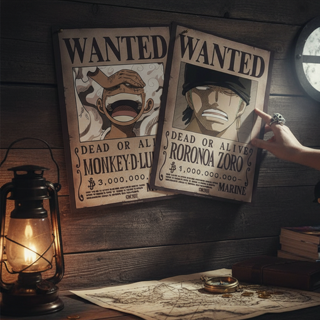 Zestaw plakatów z podobiznami poszukiwanych w stylu chibi One Piece - Luffy i Zoro