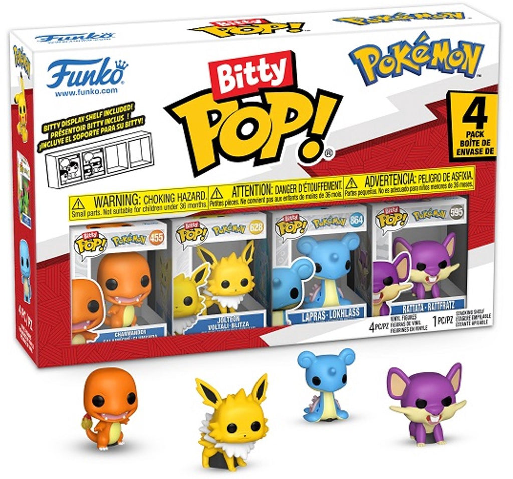 Pokémon Bitty Pop! 4-Pack Serie 2 | Charmander, Jolteon, Lapras & Rattata