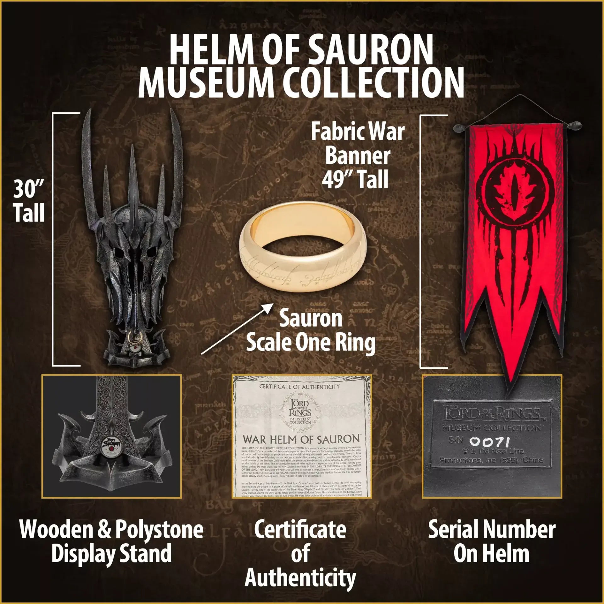Lord of the Rings Museum Collection Replica 1/1 War Helm of Sauron 76 cm - Fans Geek Store