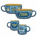 Fans Geek Store The Legend of Zelda Wind Waker blue ceramic breakfast set with a patterned mug and large soup bowl
