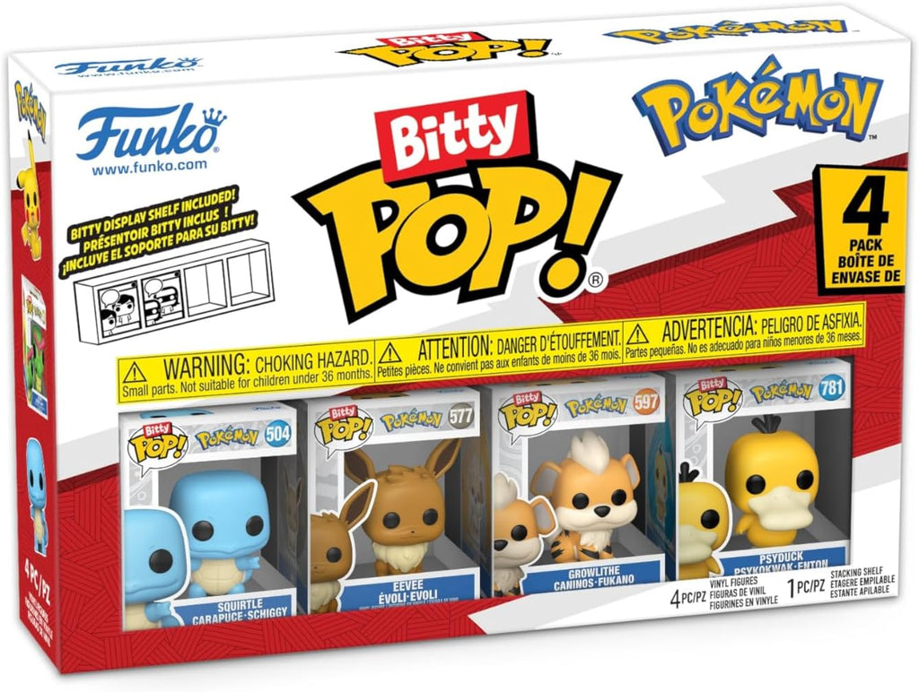 Pokémon Bitty Pop! 4-Pack Serie 4 | Squirtle, Eevee, Growlithe & Psyduck