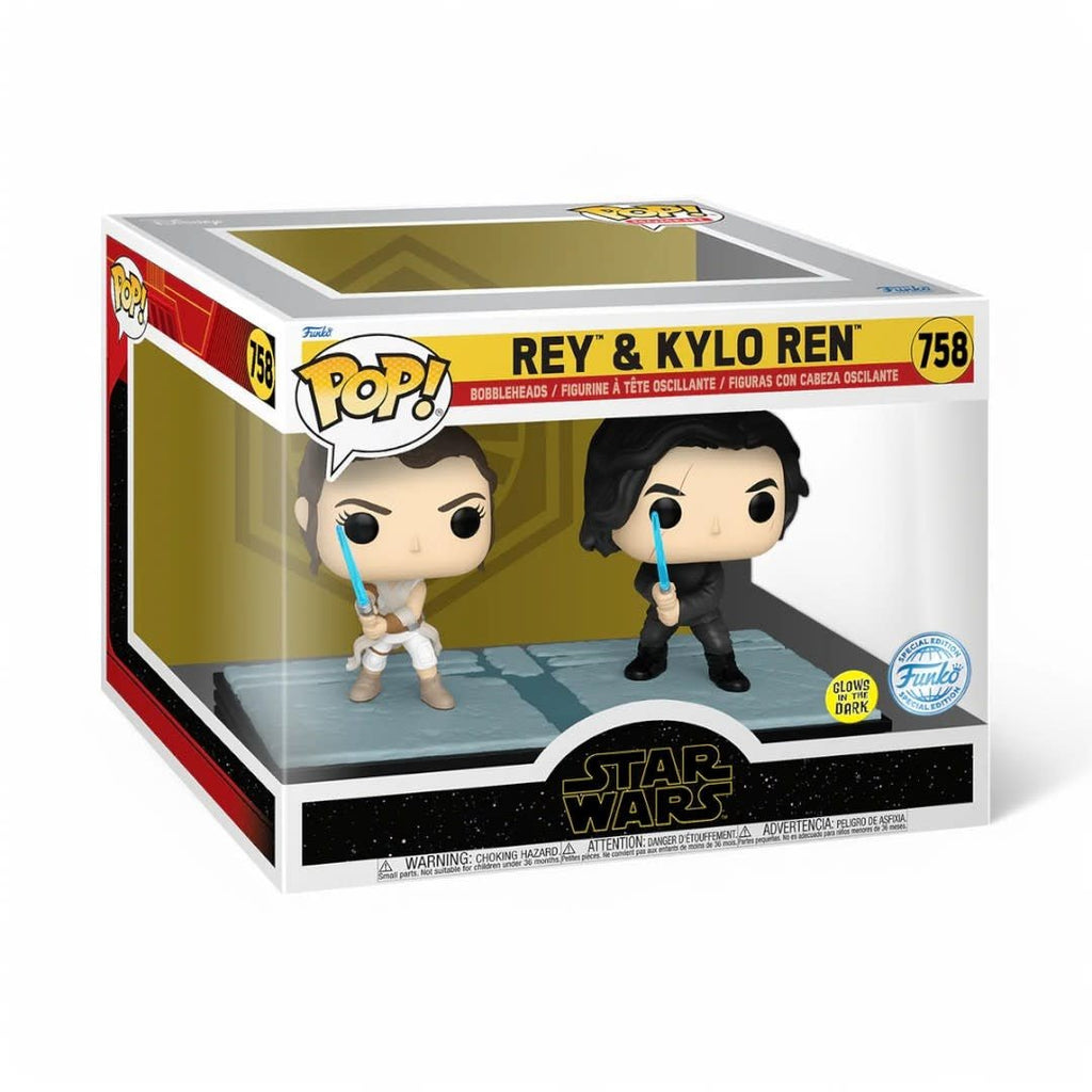 Star Wars POP! Movie Moments Vinyl Bobble - Head 2 - Pack Kylo & Rey 9 cm - Fans Geek Store