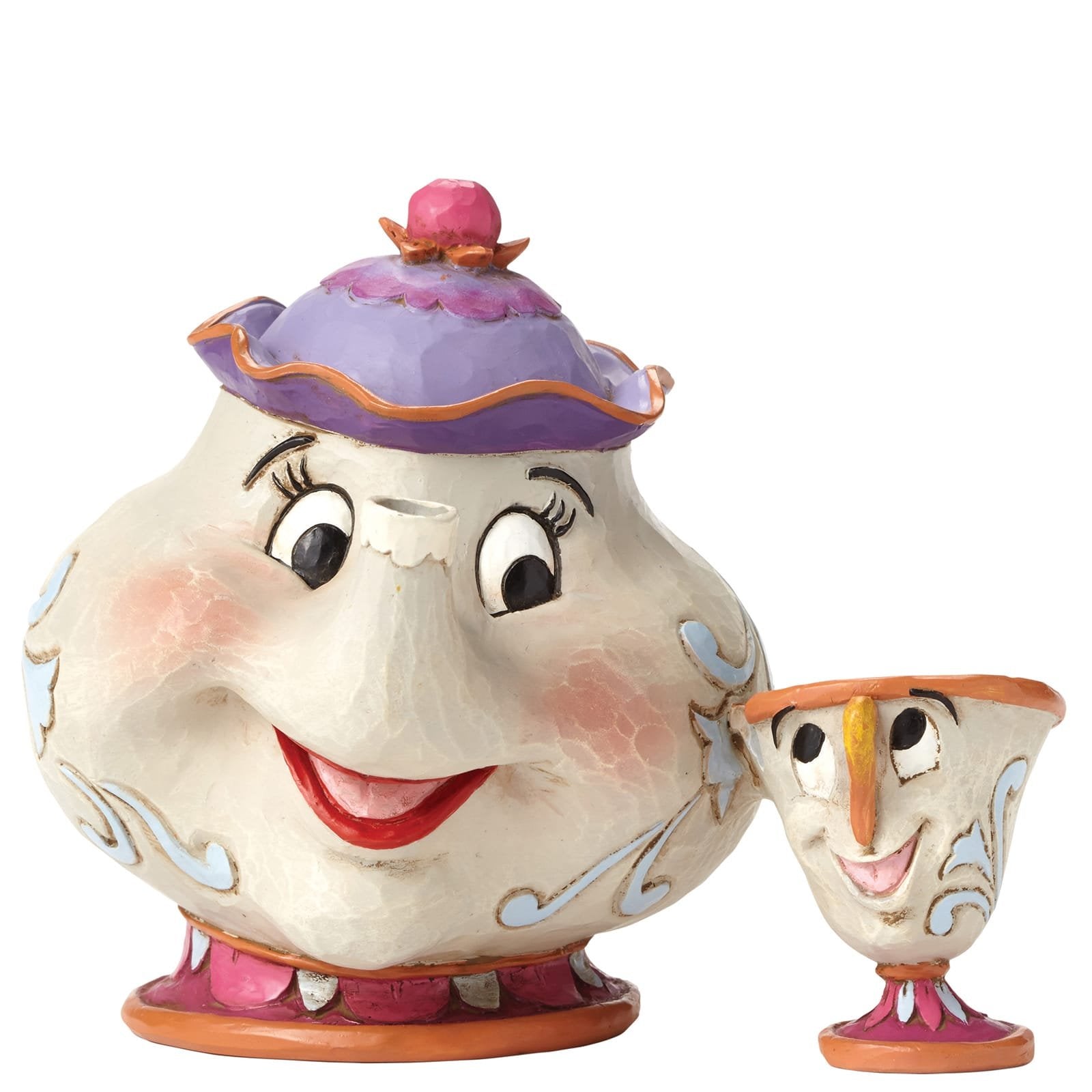 Disney Traditions Mrs Potts en Chip gietsteen beeldje, crème afgewerkt
