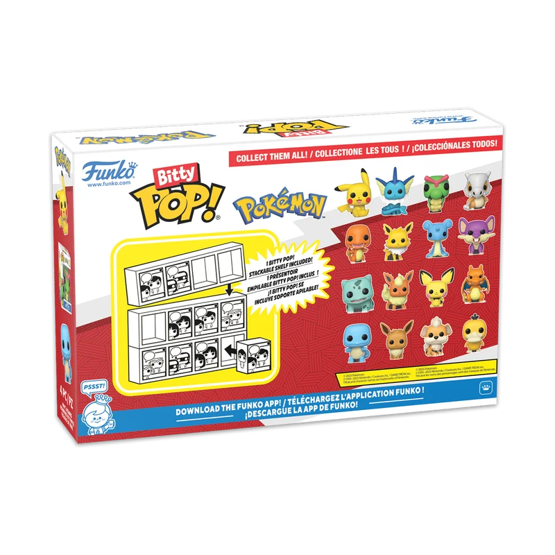 Pokémon Bitty Pop! 4-Pack Serie 2 | Charmander, Jolteon, Lapras & Rattata