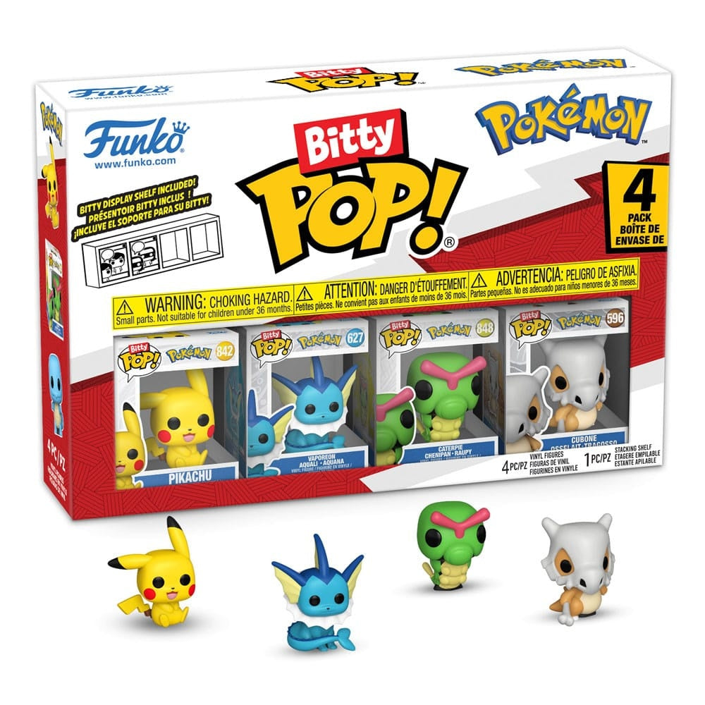 Funko Bitty POP! Pokémon 4-Pack Series 1 | Pikachu, Vaporeon, Caterpie & Cubone