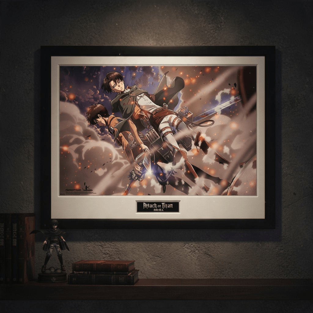 Attack on Titan ingelijste poster – Smoke Blast met Eren en Levi - Fans Geek Storeproduct_type#GB Eye