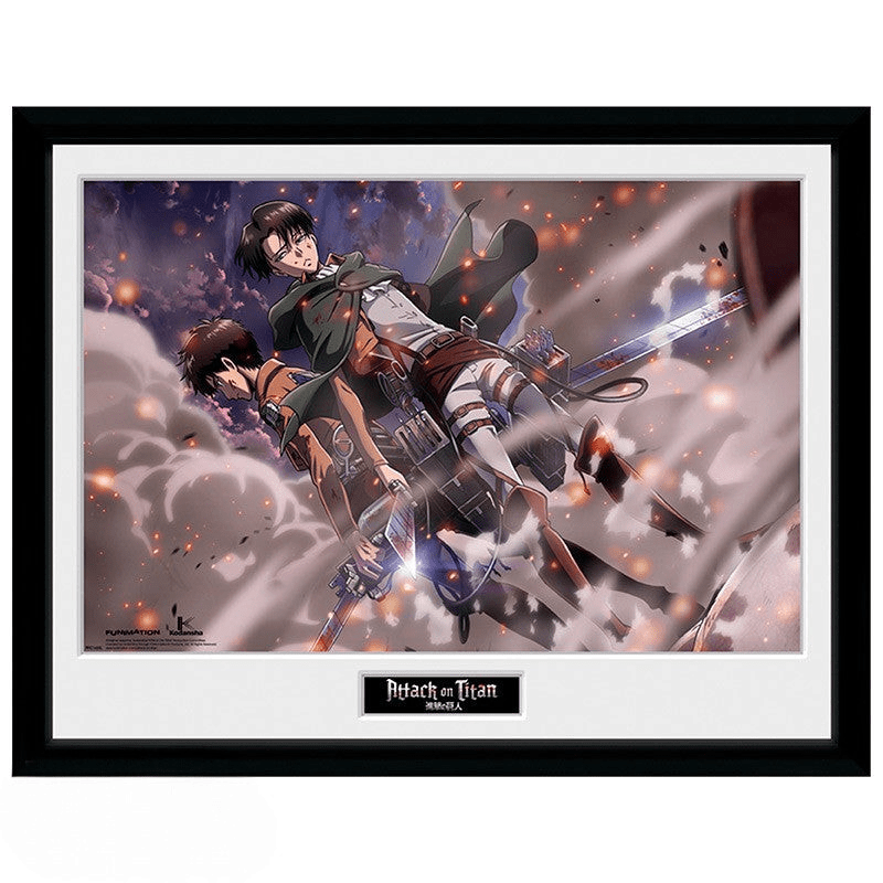 Attack on Titan ingelijste poster – Smoke Blast met Eren en Levi - Fans Geek Storeproduct_type#GB Eye