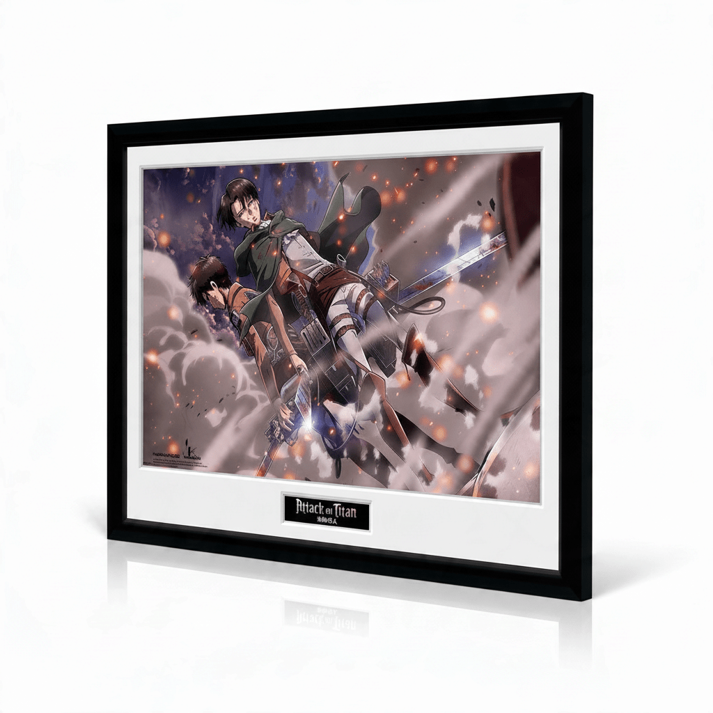 Attack on Titan ingelijste poster – Smoke Blast met Eren en Levi - Fans Geek Storeproduct_type#GB Eye