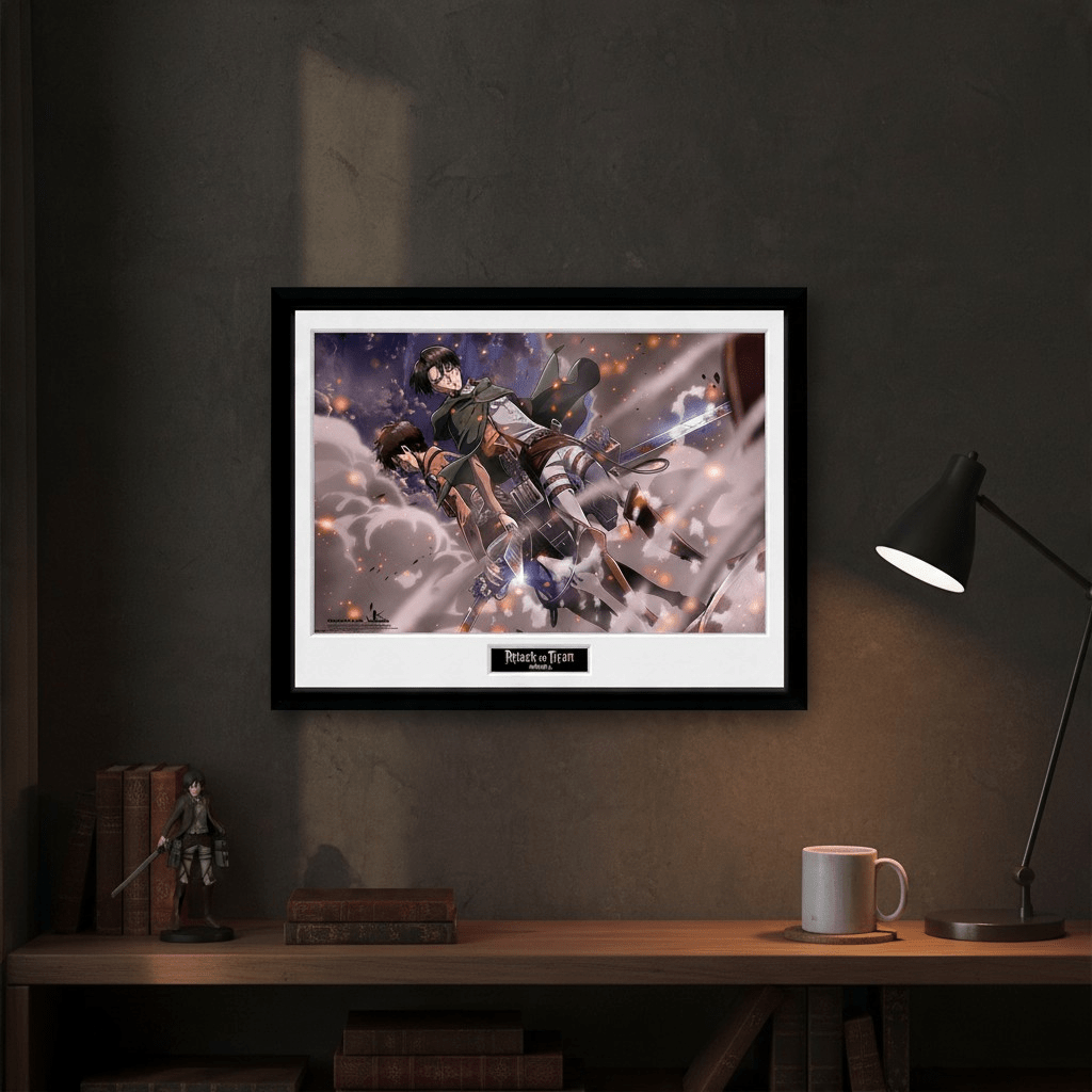 Attack on Titan ingelijste poster – Smoke Blast met Eren en Levi - Fans Geek Storeproduct_type#GB Eye