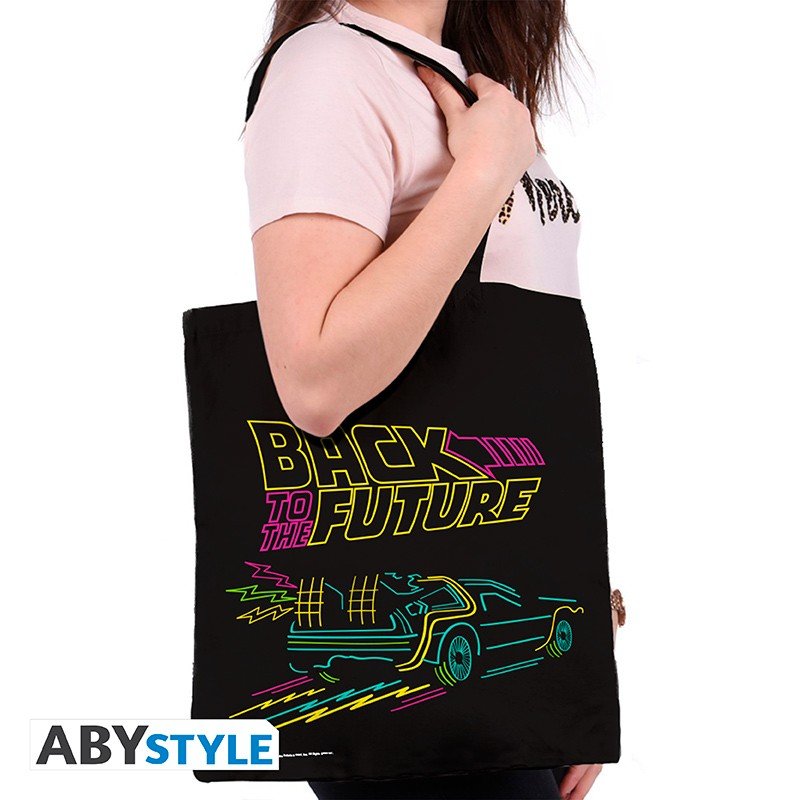 Back to the Future Tote Bag Neon DeLorean 37x42 cm - Fans Geek Storeproduct_typeAbysse