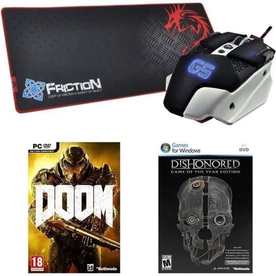 Bundle PC Dragon War Warlord Mouse + Mousepad Speed Edition + Doom + Dishonored GOTY - Fans Geek Store