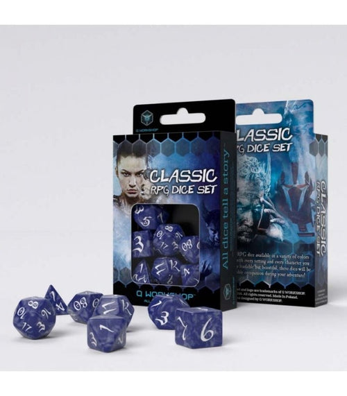 Classic Runic Dobbelstenenset Kobaltblauw & Wit - 7 Stuks - Fans Geek Storeproduct_typeQ Workshop