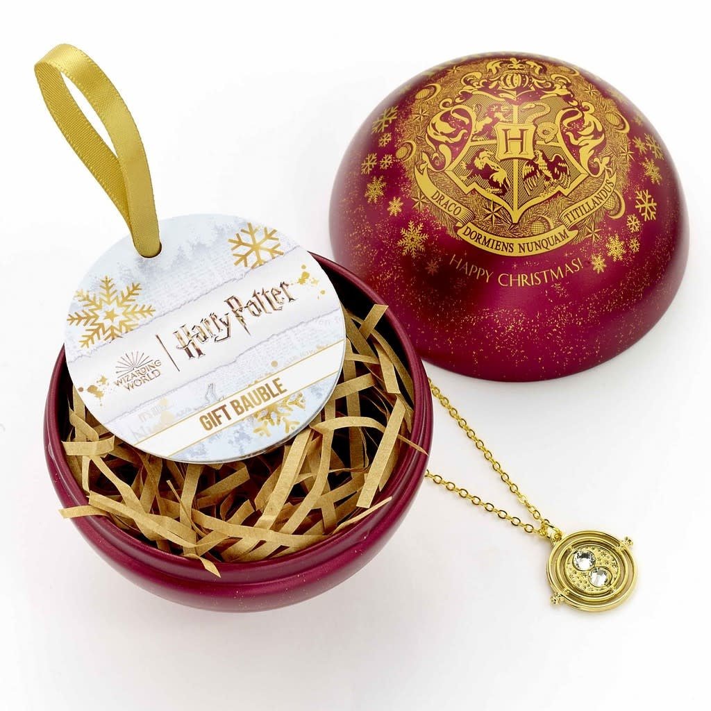 Harry Potter: Hogwarts Crest Red Bauble with Time Turner Necklace - Fans Geek Store