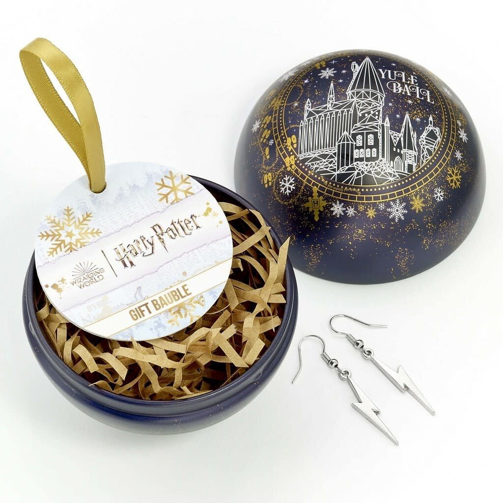 Harry Potter: Yule Ball Blue Bauble with Lightning Bolt Drop Earrings - Fans Geek Store
