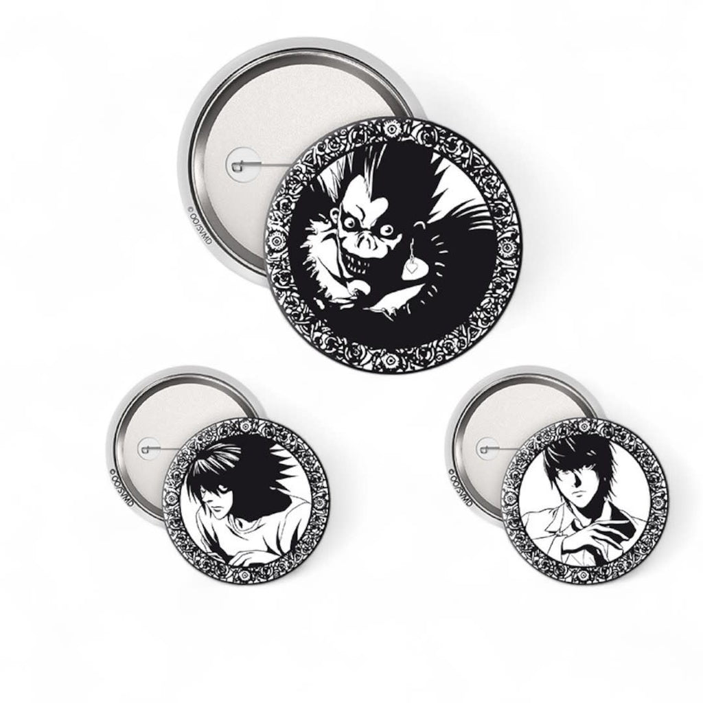 DEATH NOTE - Badge Pack - Light, L & Ryuk - Fans Geek Store