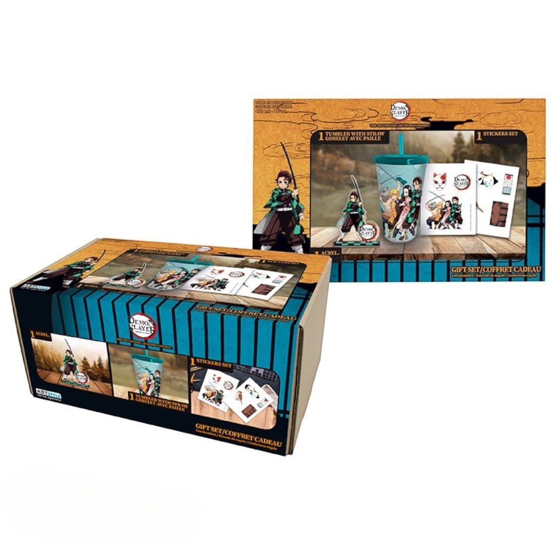 DEMON SLAYER - Pck Tumbler with straw 470ml + Acryl + Stickers - Fans Geek Store