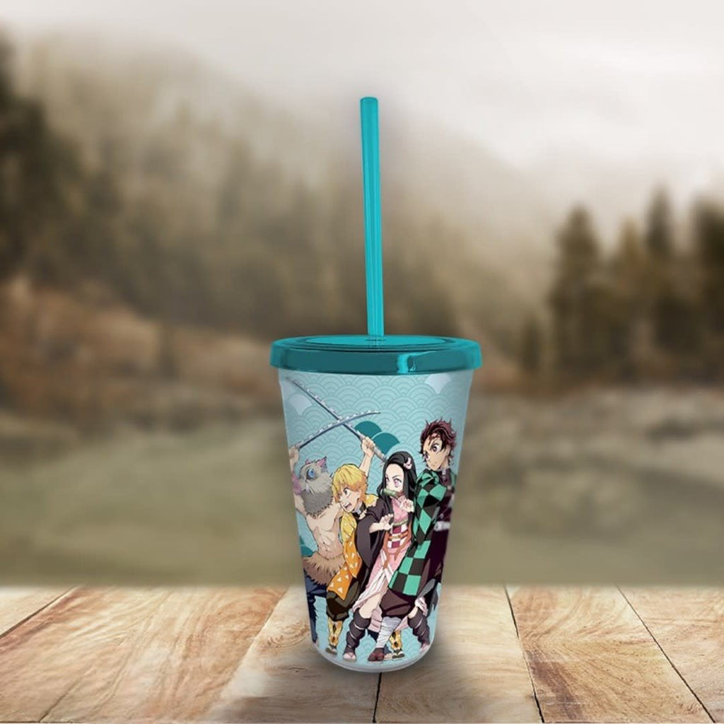 DEMON SLAYER - Pck Tumbler with straw 470ml + Acryl + Stickers - Fans Geek Store