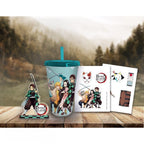 DEMON SLAYER - Pck Tumbler with straw 470ml + Acryl + Stickers - Fans Geek Store
