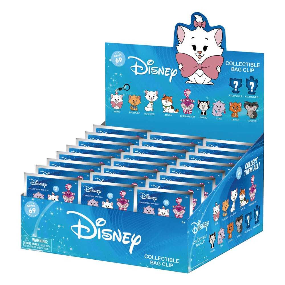 Disney Cats 3D Foam Bag Clips, seria 69 – ekspozytor 24 sztuki