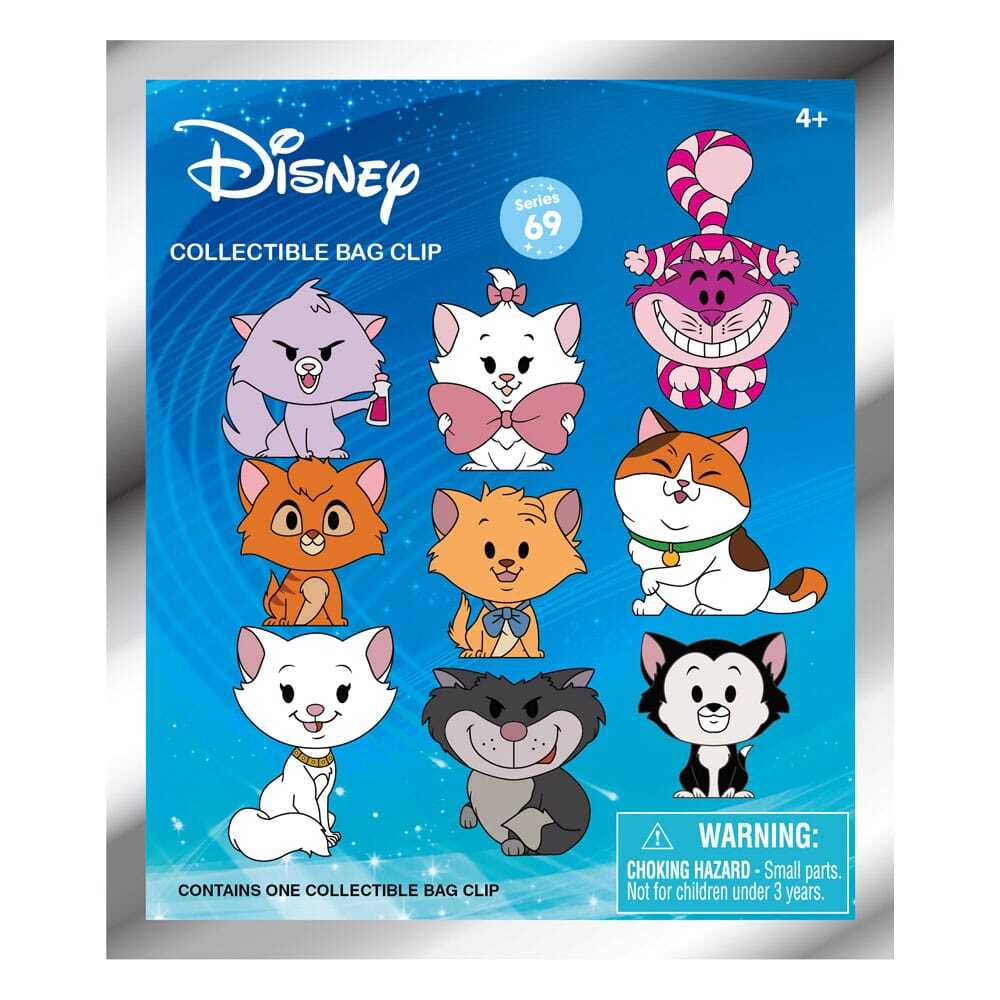 Disney Cats 3D Foam Bag Clips, seria 69 – ekspozytor 24 sztuki