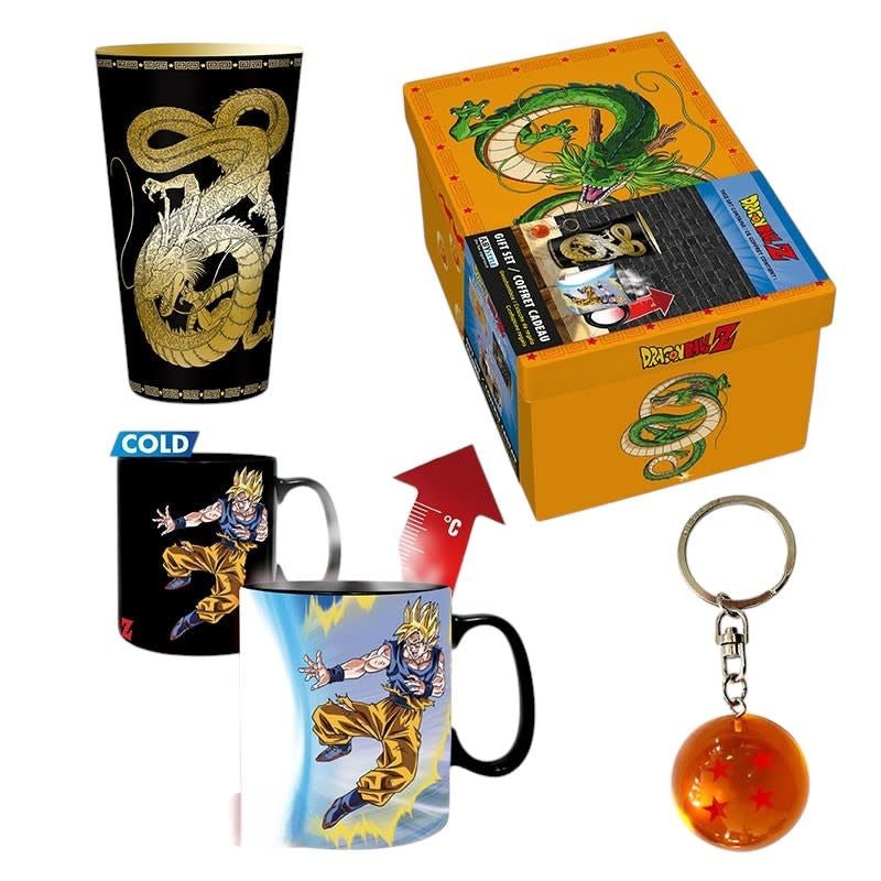 DRAGON BALL - Pck premium Large Glass +3D Keychain+Mug HeatChange - Fans Geek Store
