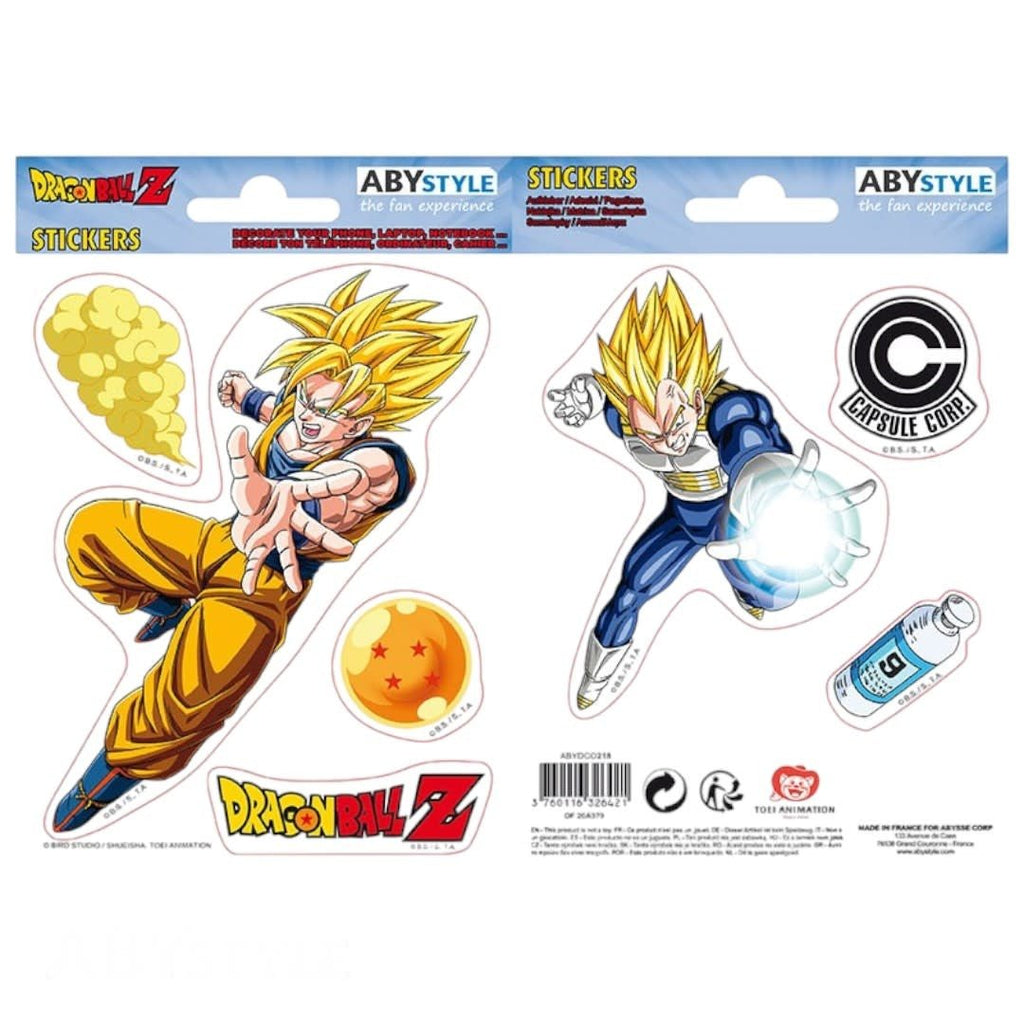 DRAGON BALL - Stickers - 16x11cm/ 2 sheets - DBZ/ Goku - Vegeta - Fans Geek Store