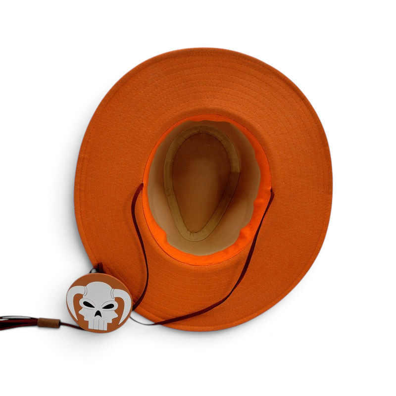 Fans Geek Store Portgas D. Ace cosplay hat from One Piece with orange brim, skull badge, and beaded strap