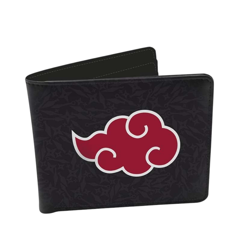 Fans Geek Store Naruto Shippuden Akatsuki vinyl wallet with iconic red cloud logo and shuriken pattern