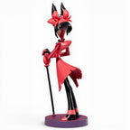 Fans Geek Store 18cm Alastor PVC statue from Hazbin Hotel, featuring his signature red suit and cane on a base.