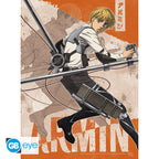 Fans Geek Store Attack on Titan season 4 Armin Arlert A4 poster featuring character in ODM gear on orange background