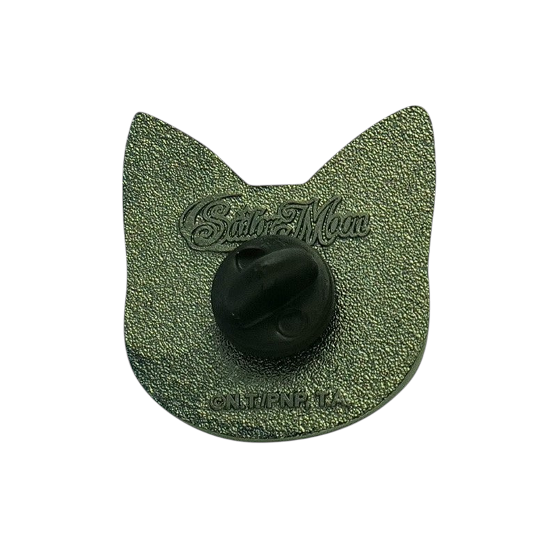 Fans Geek Store Sailor Moon Artemis cat metal pin back view with black rubber clutch
