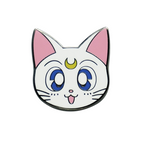 Fans Geek Store Sailor Moon Artemis metal pin featuring a white cat face with a yellow crescent moon on the forehead