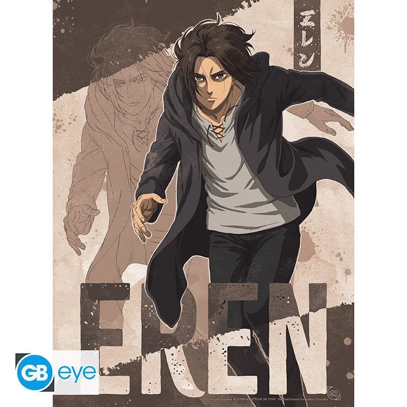 Fans Geek Store Attack on Titan season 4 A4 poster featuring Eren Yeager in a dynamic anime art style