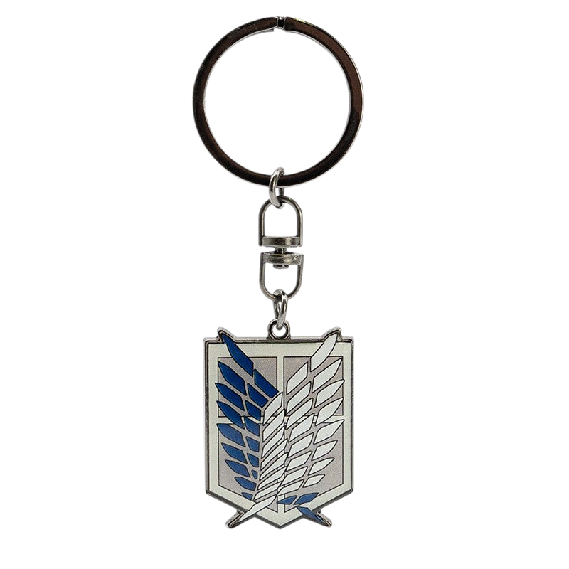 Fans Geek Store Attack on Titan Survey Corps metal keychain featuring the iconic blue and white wings emblem