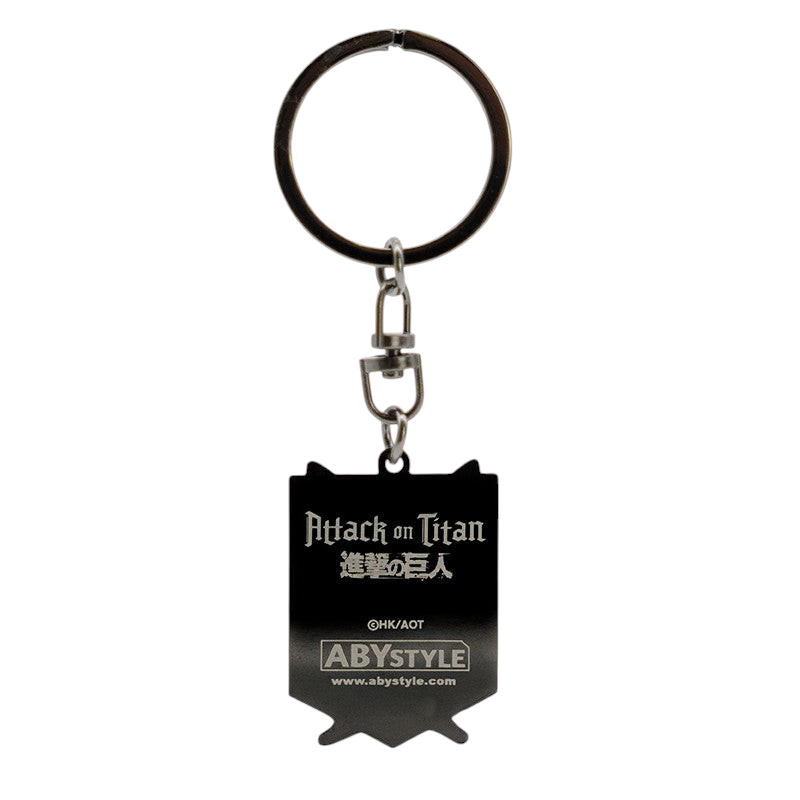 Fans Geek Store Attack on Titan Survey Corps metal keychain with black engraved emblem design