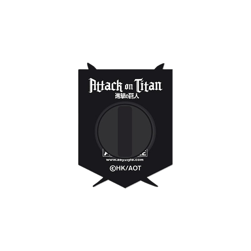 Fans Geek Store Attack on Titan Scouts metal pin back view showing official branding and engraving