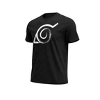 Fans Geek Store black Naruto Shippuden cotton t-shirt featuring the white Konoha Hidden Leaf Village emblem