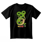 Fans Geek Store black cotton Dragon Ball T-shirt featuring a large green Shenron dragon graphic and logo