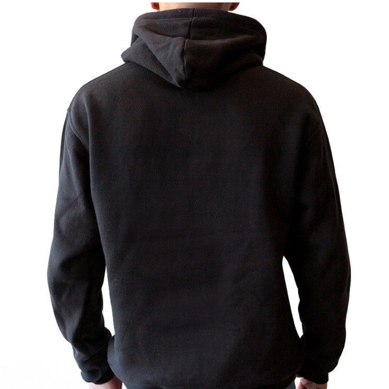 Back view of a man wearing a black Fans Geek Store Game of Thrones House Targaryen cotton blend pullover hoodie
