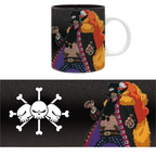 Fans Geek Store ceramic One Piece mug featuring Marshall D. Teach Blackbeard and the Blackbeard Pirates skull logo.