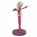 Fans Geek Store 24cm Charlie Morningstar PVC statue from Hazbin Hotel in a red suit on a pentagram display base.