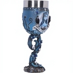 Fans Geek Store Corpse Bride goblet featuring Emily, crows, skulls, and blue butterflies in hand-painted resin.