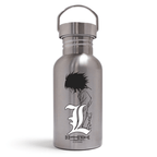 Fans Geek Store Death Note L stainless steel water bottle featuring character L and logo, 500ml capacity