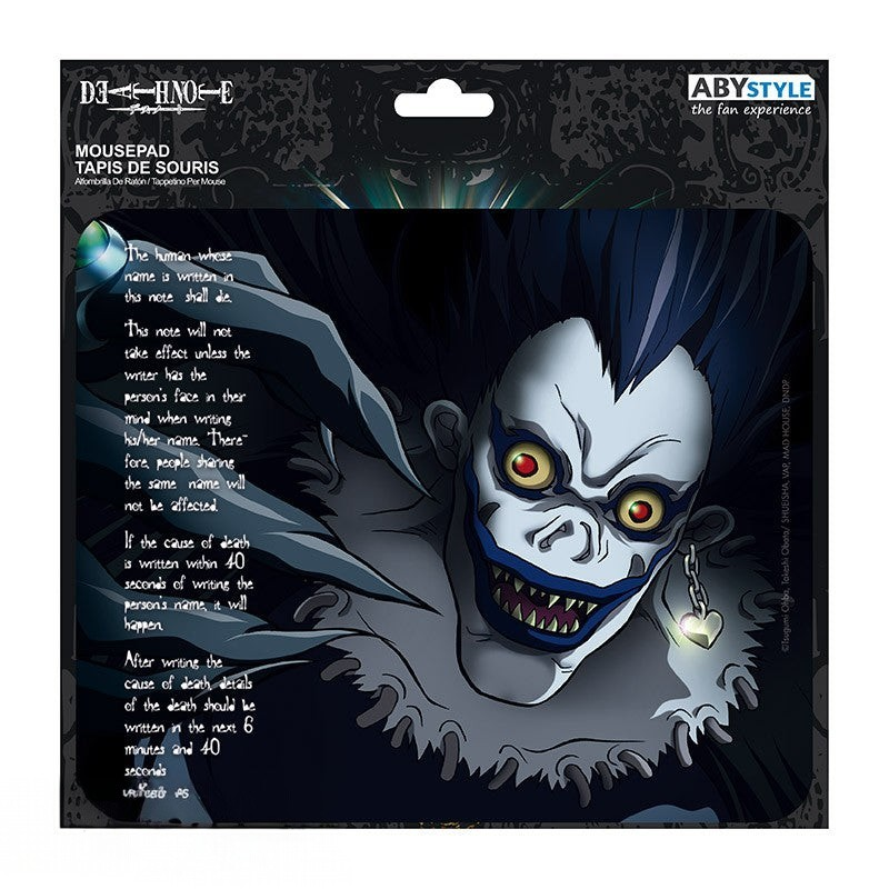 Fans Geek Store Death Note Ryuk mousepad with woven fabric surface and non-slip rubber base featuring Shinigami art