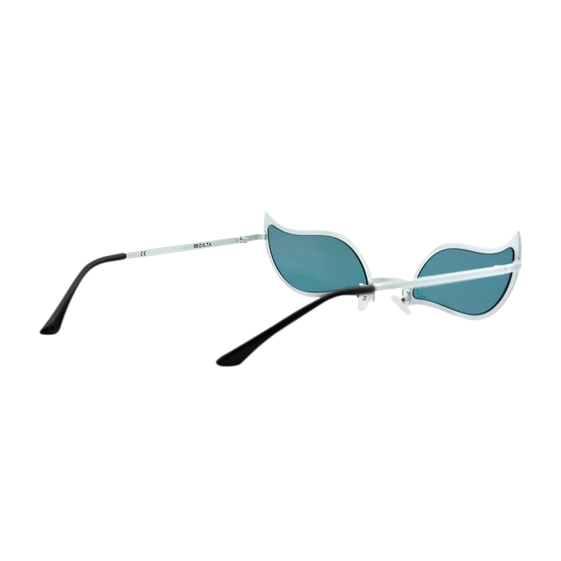 Fans Geek Store Donquixote Doflamingo cosplay sunglasses with silver frame and tinted lenses, side view.