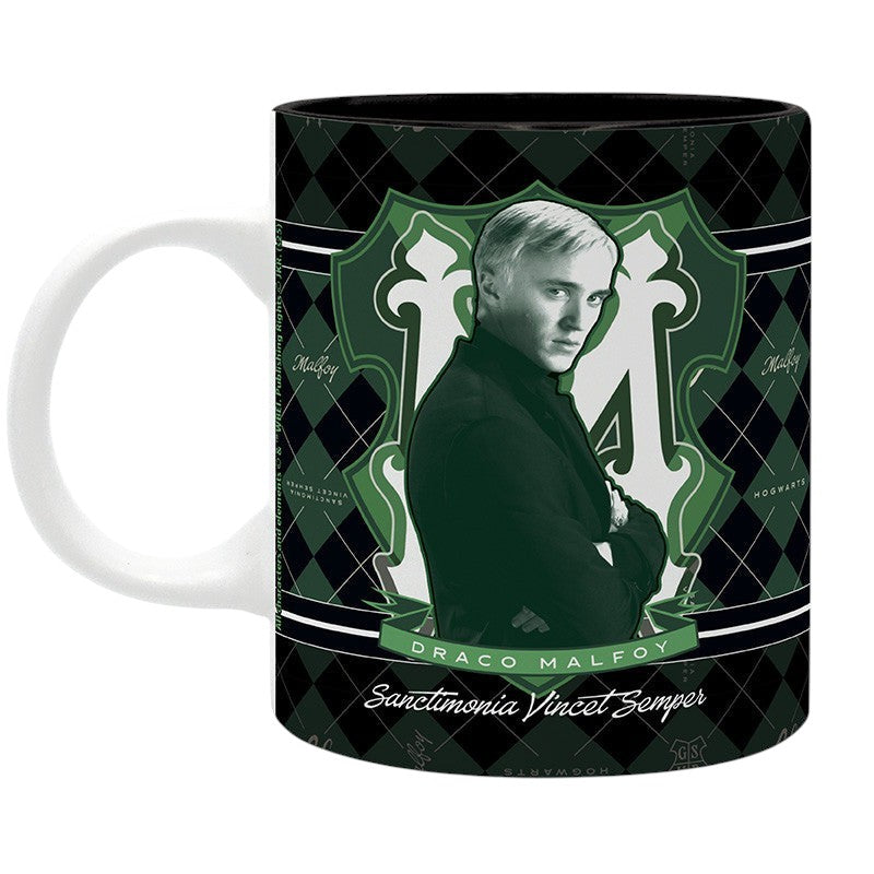 Fans Geek Store ceramic Harry Potter Draco Malfoy mug featuring a green Slytherin crest and character portrait