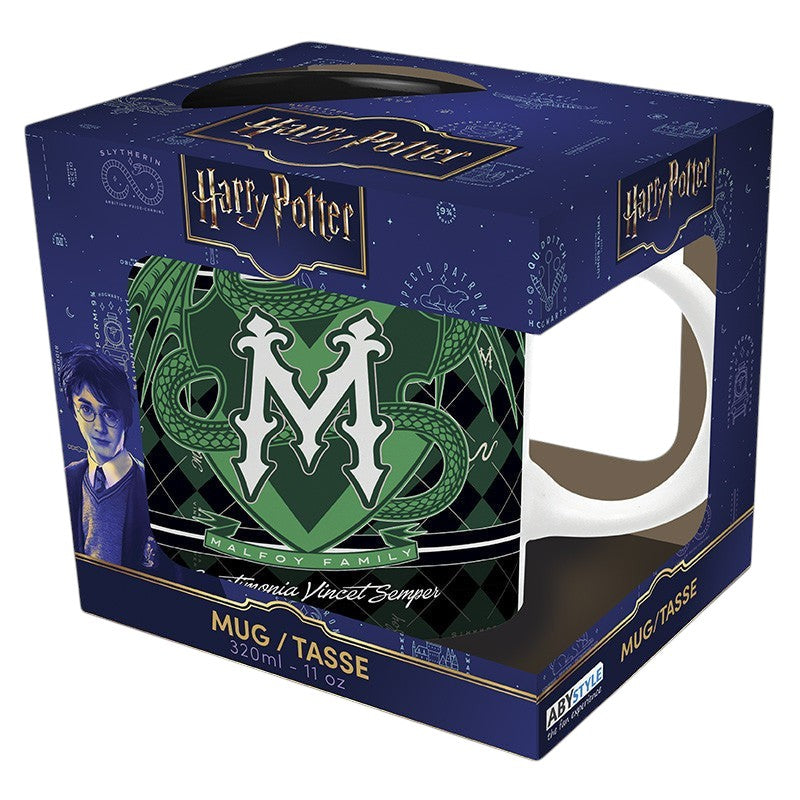 Fans Geek Store Harry Potter Draco Malfoy ceramic mug featuring Slytherin crest in a branded gift box