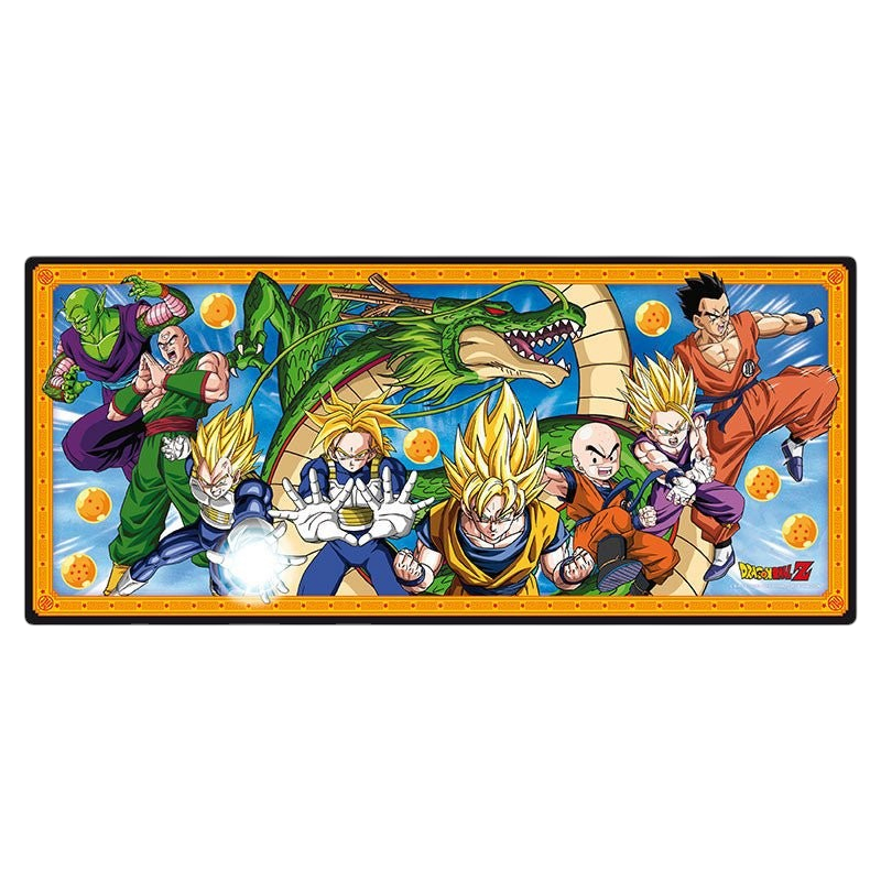 Fans Geek Store extra large Dragon Ball Z desk mat featuring Goku, Z-Fighters, and Shenron on a blue background