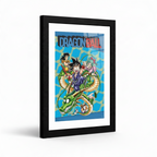 Fans Geek Store framed Dragon Ball manga cover poster featuring Goku and Shenron in a black 25mm frame.